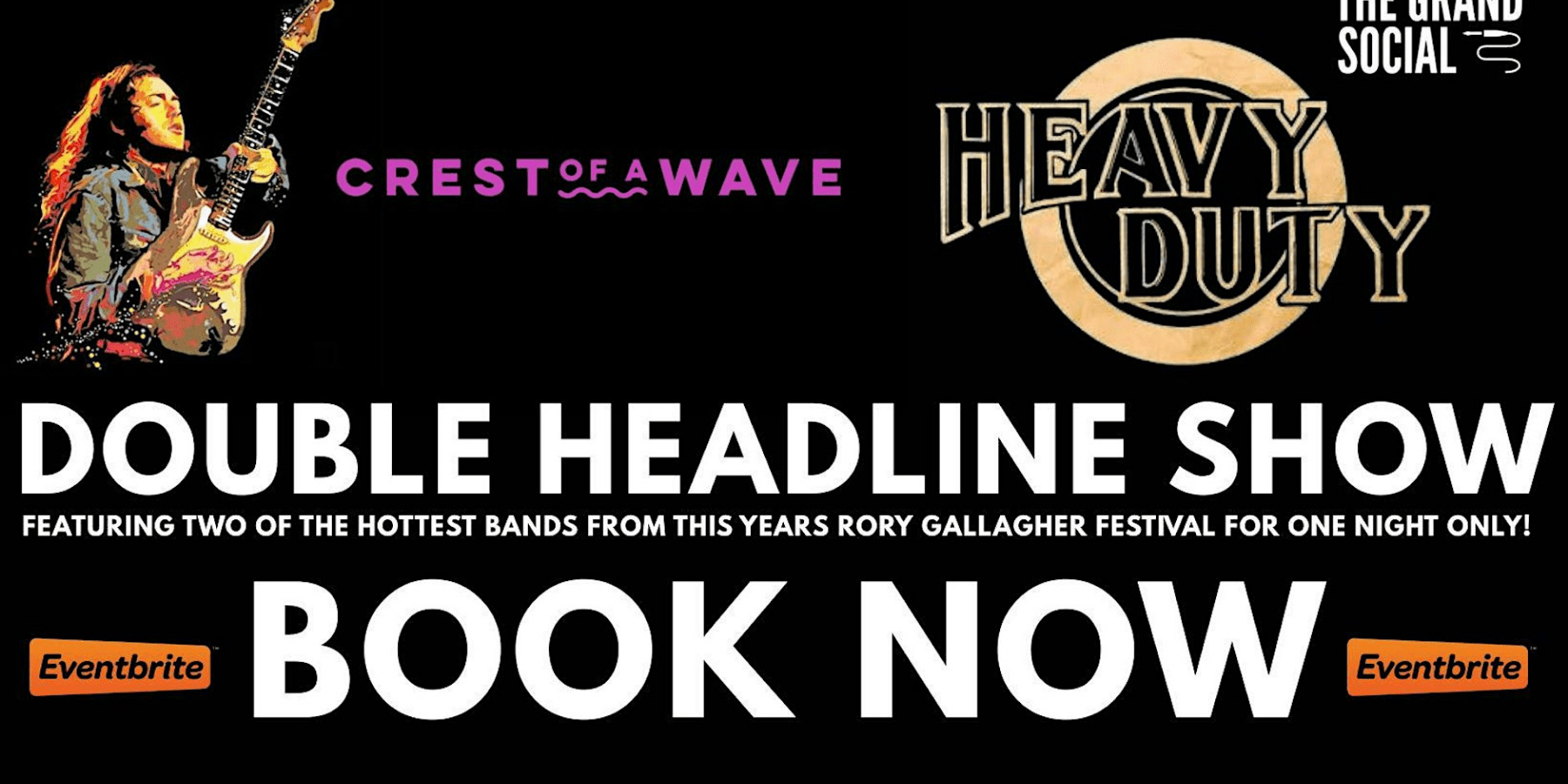 Crest of a Wave music festival poster featuring Rory Gallagher Festival headline acts